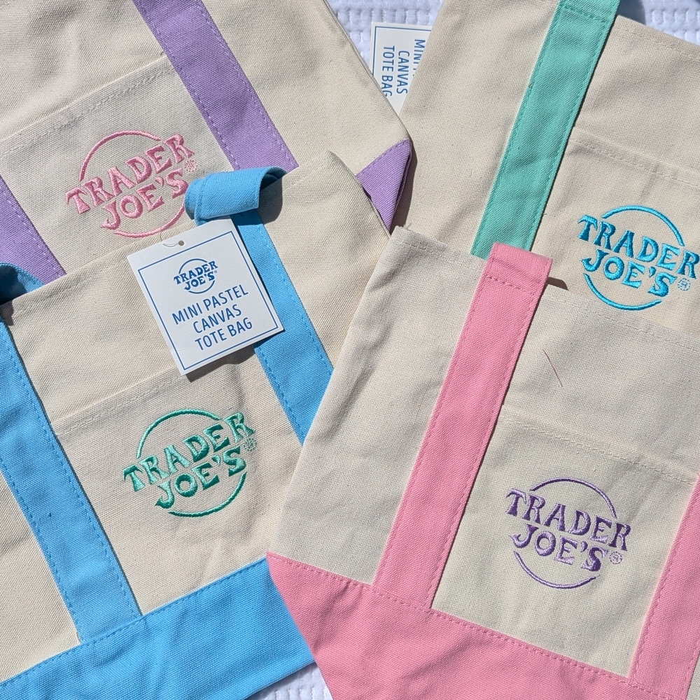 Trader Joe's Mini Pastel Canvas Tote Bags